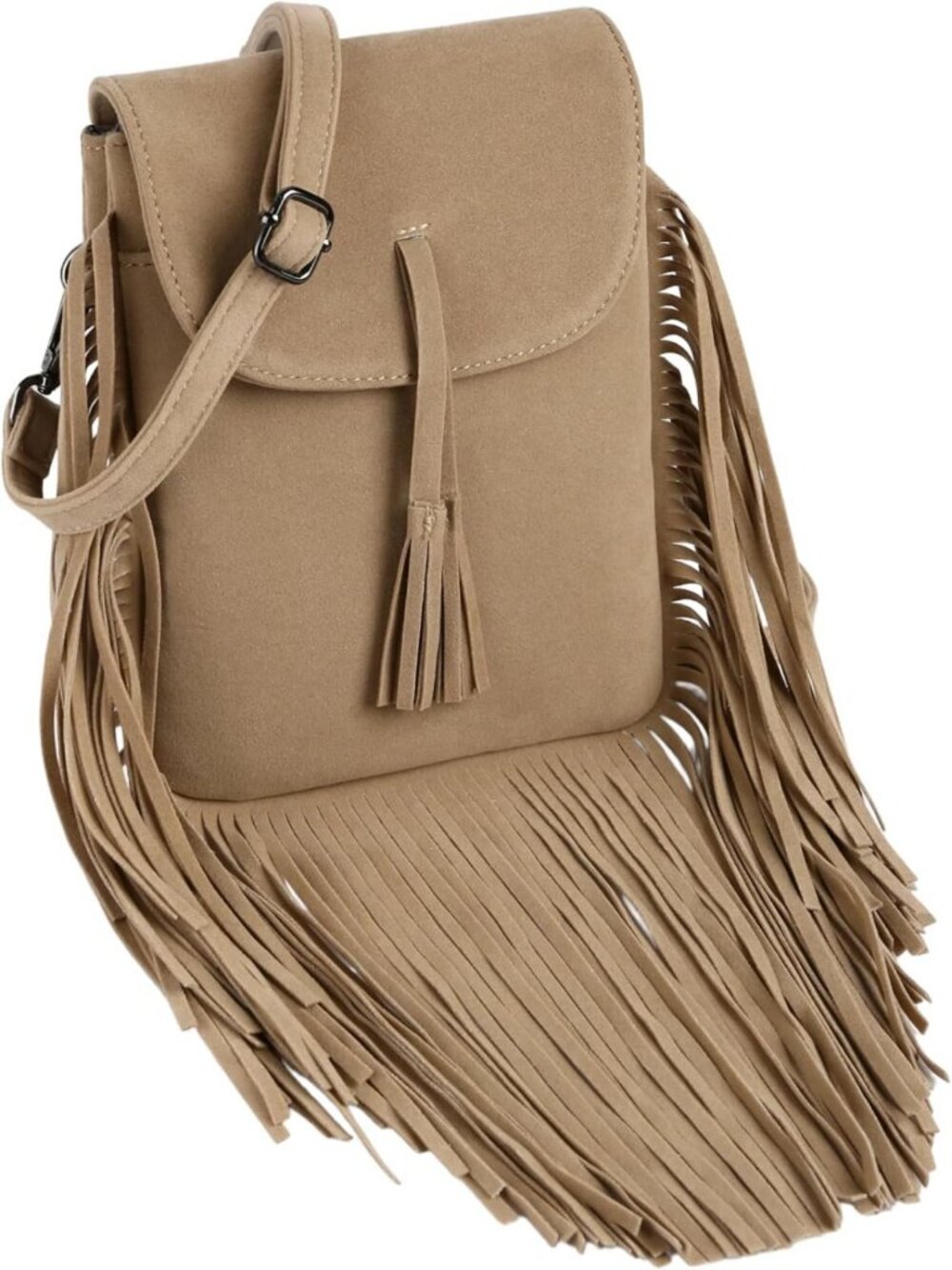 Chic Suede Fringe Crossbody Bag for Women | Tassel Cell Phone Wallet Purse